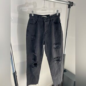 High Rise Straight Jeans Pacsun in Black